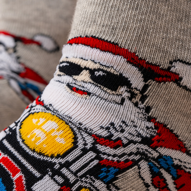 Socken mit Frecher Weihnachtsmann Motorradfahrer 3er-Pack