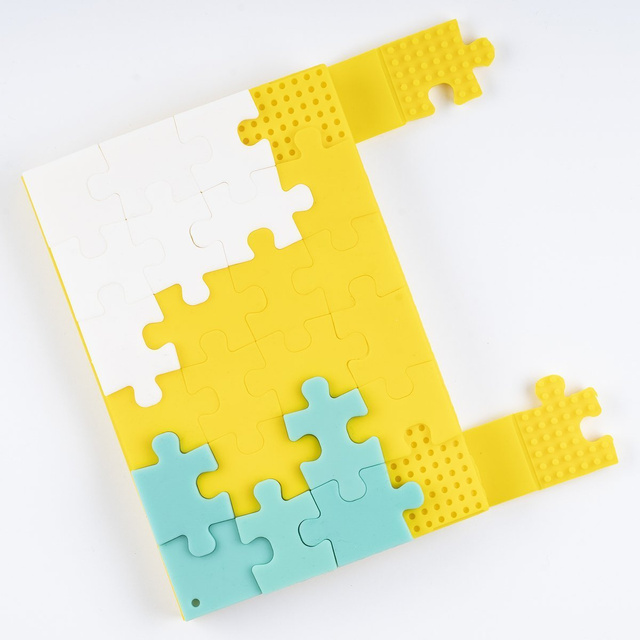  Notebook A6 mit gelbem Puzzle-Cover