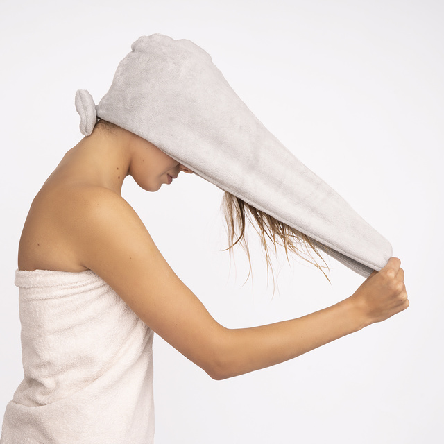 Badeturban mit Schleife grauer | Handtuch | 60x25 cm | MOMO WAY