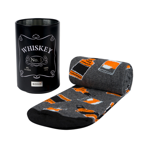 1 Paar von lustigen Socken mit Whiskymotiv einzigartiger Verpackung | Herrensocken | SOXO