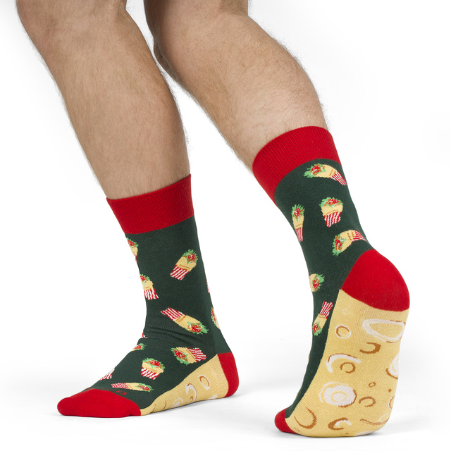 3 Paar von lustigen Socken mit Wrapmotiv und Hamburgermotiv  in einzigartiger Verpackung | Damen-/Herrensocken