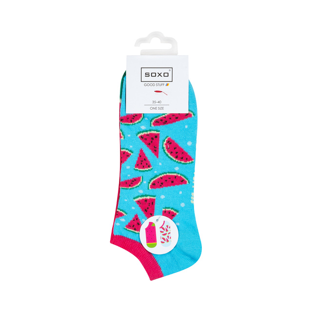 SOXO bunte Damen kurze Socken | rosa und blau