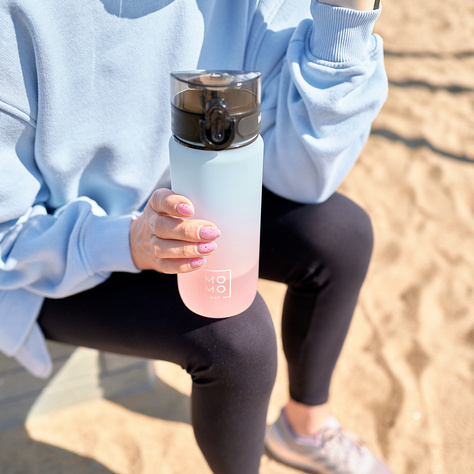 MOMO WAY Wasserflasche blau und rosa | ideal für Reisen | BPA free | Tritan | MOMOWAY