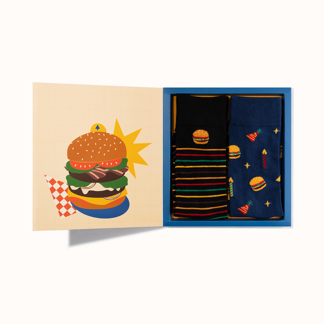 Socken Geburtstagskarte Burger 2 Paar