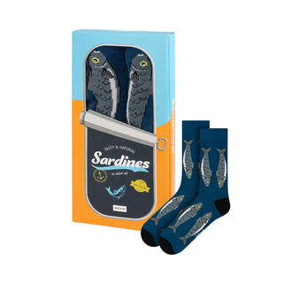 Socken mit Sardinen-Motiv