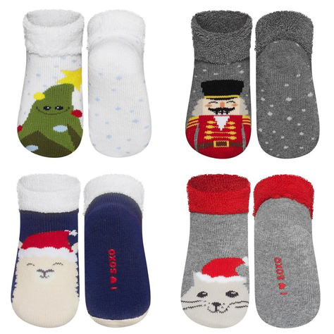 Bunte Set 4x Babysocken SOXO Weihnachten 