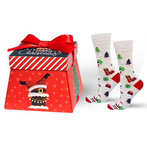 1 Paar von lustigen Socken mit Weihnachtenmotiv in einzigartiger Verpackung | Damen-/Herrensocken | SOXO