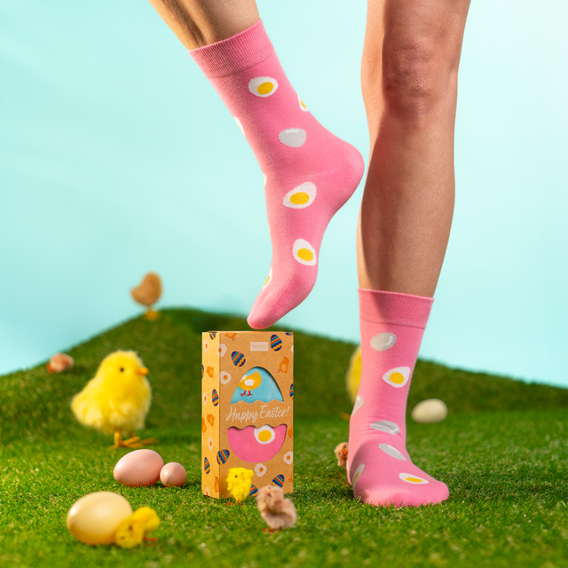 Socken mit Ei und Huhn-Motiv 2er-Pack