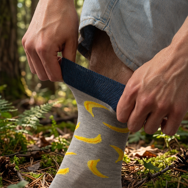 Socken mit Affe und Bananen-Motiv