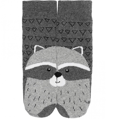 Grau Set 3x Kinder Socken SOXO mit Haustieren warm Frottee