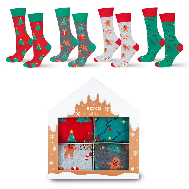 Socken mit Weihnachts-Motiv 4er-Pack
