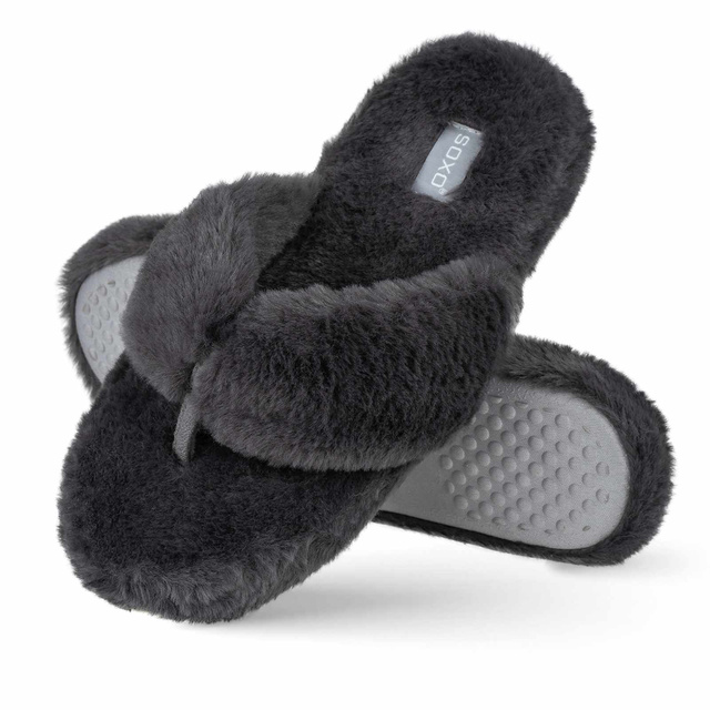 Damen-Hausschuhe Flip-Flops Graphit