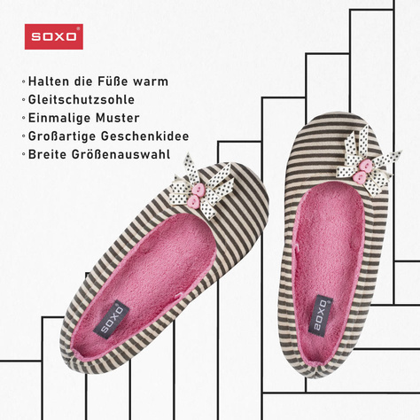 OUTLET SOXO bequem Damen Hausschuhe | rosa Ballerinas