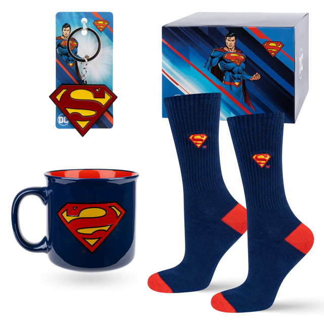 Set Socken Superman + Tasse + Schlüsselanhänger