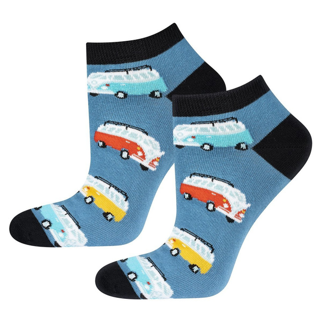 Set mit 4x bunten Kurze Herrensocken Bus + Fahrrad + Bier | SOXO