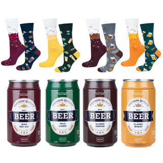 Socken mit Bier-Motiv in Dose 4er-Pack