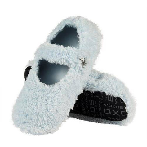 OUTLET Blau Hausschuhe Damen Ballerinas SOXO flauschige mit weicher Sohle 