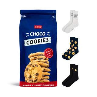 3 Paar von lustigen Socken mit Cookiesmotiv in einzigartiger Verpackung | Damen-/Herrensocken | SOXO