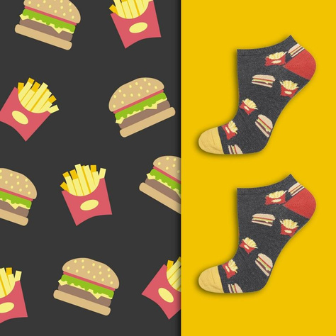 Set mit 2x lustigen Kurze Herrensocken Hamburger + Pizza  | SOXO 