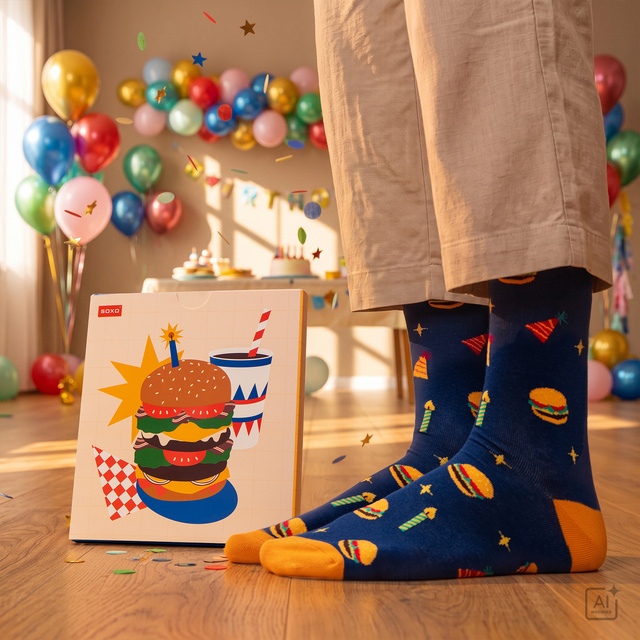 Socken Geburtstagskarte Burger 2 Paar