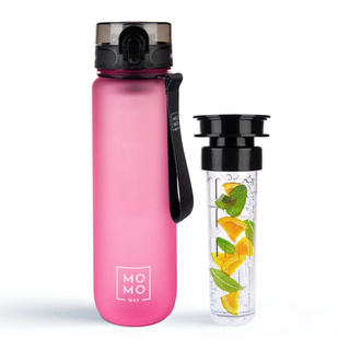 Wasserflasche mit Fruchteinsatz, dunkelrosa, für Kinder und Erwachsene | BPA free | Tritan | MOMOWAY