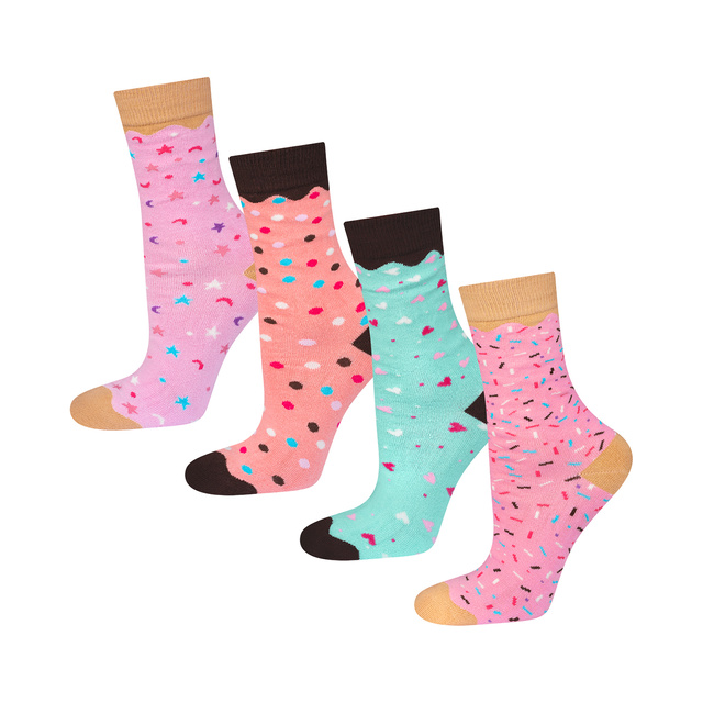 2 Paar von lustigen Socken mit Donutmotiv in einzigartiger Verpackung | Damensocken | SOXO