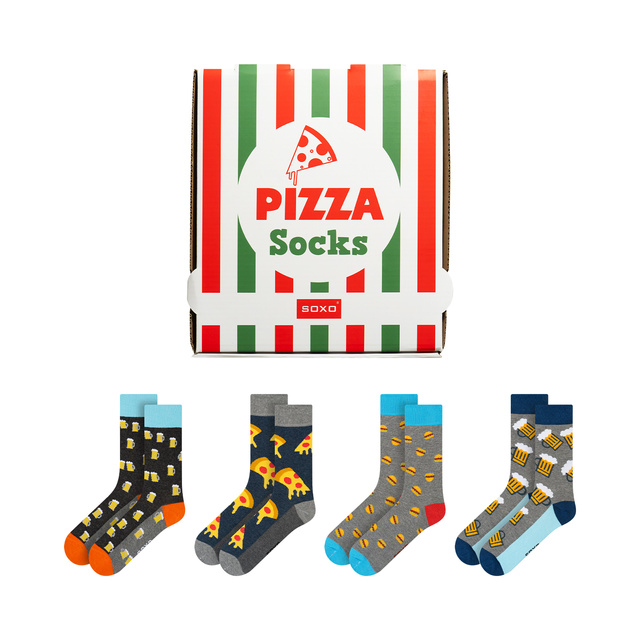 Socken mit Pizza-Motiv 4er-Pack