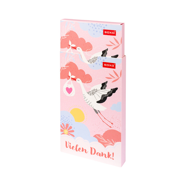 1 Paar von lustigen Socken mit Storchmotiv in einzigartiger Verpackung | Geschenk für die Hebamme | Damensocken | SOXO