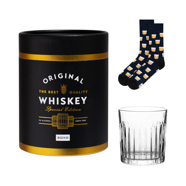 Socken mit Whiskey-Motiv mit Glas