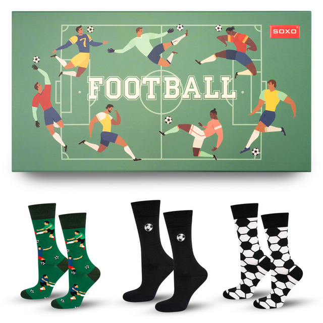3 Paar von lustigen Socken mit Footballmotiv in einzigartiger Verpackung | Herrensocken | SOXO