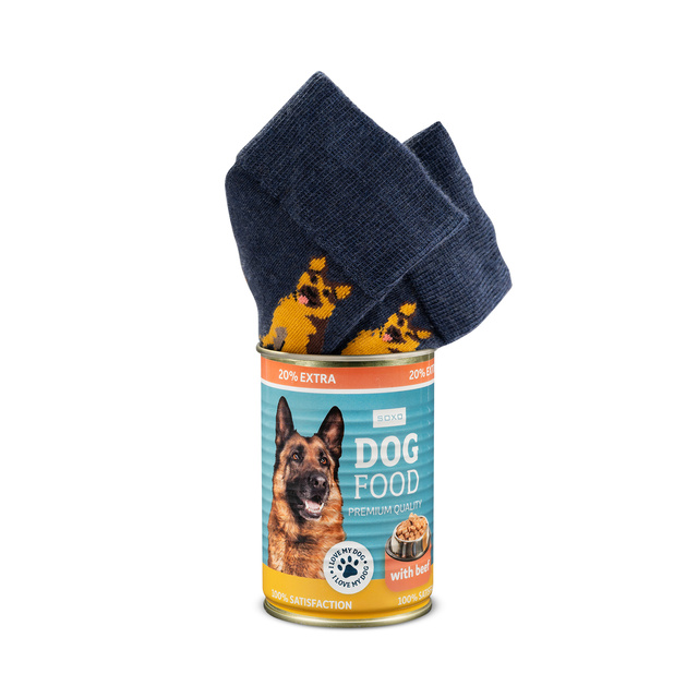 1 Paar von lustigen Socken mit Deutscher Schäferhundmotiv in einzigartiger Verpackung | Damen-/Herrensocken | SOXO