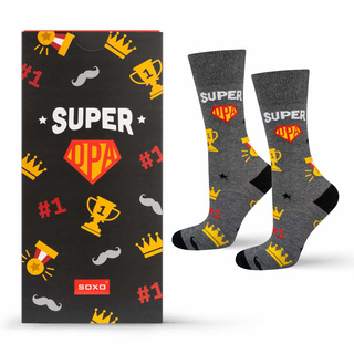 Socken Super Opa-Motiv in Kartenverpackung