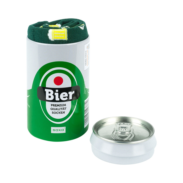 1 Paar von lustigen Socken mit Biermotiv in einzigartiger Verpackung | Herrensocken | SOXO