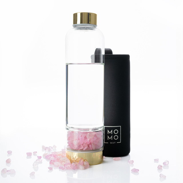 Rosenquarz-Wasserflasche 450mL 