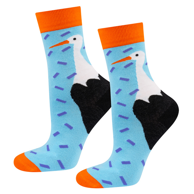 2 Paar lustige Socken mit Storchmotiv - Geschenk für die Hebamme