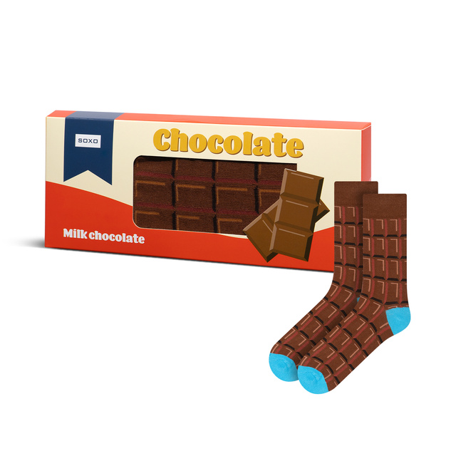 Socken mit Schokoladen-Motiv