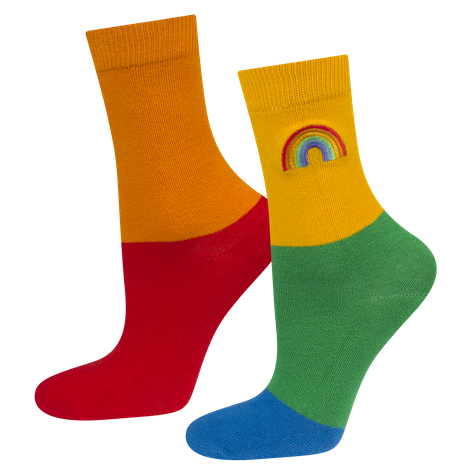 1 Paar von lustigen Socken mit Regenbogenmotiv in einzigartiger Verpackung | Damen-/Herrensocken | SOXO