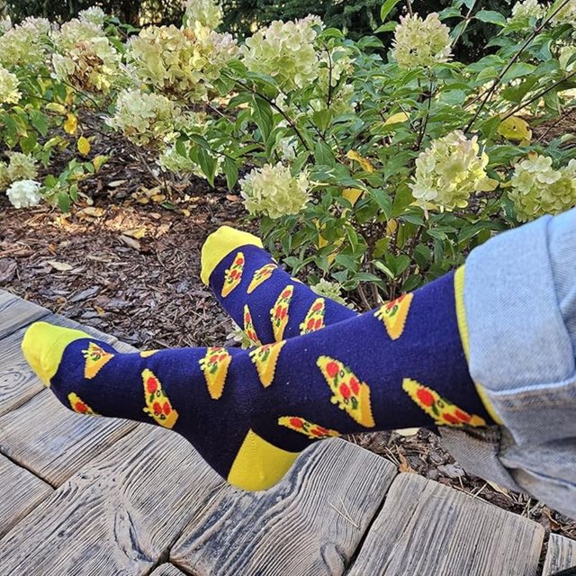 1 Paar von lustigen Socken mit Pizzamotiv in einzigartiger Verpackung | Damen-/Herrensocken | SOXO