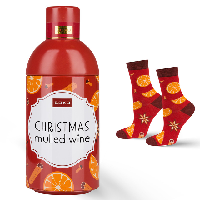 1 Paar von lustigen Socken mit Mulled wine motiv in einer Flasche | Damensocken | SOXO