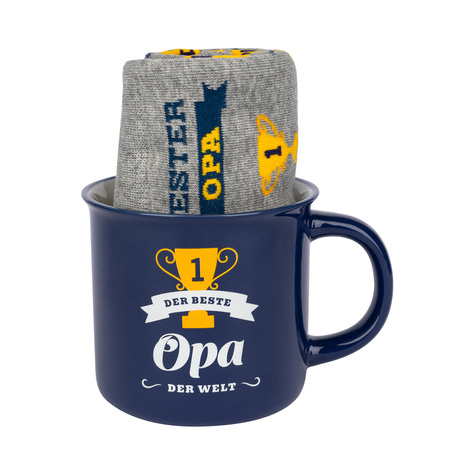  1 Paar von lustigen Socken fur Opa in a mug Verpackung | Herrensocken | SOXO