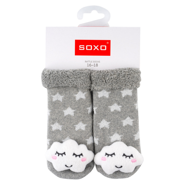 Set mit 3x Bunte Babysocken mit Rassel | SOXO