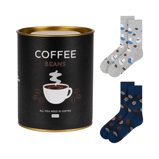 2 Paar von lustigen Socken mit Kaffeemotiv in einzigartiger Verpackung | Damen-/Herrensocken | SOXO