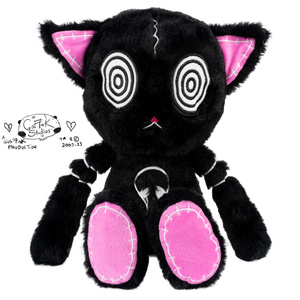 Gus Fink, schwarze Katze, Maskottchen HypnoCat Plushie Pal