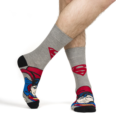 Set mit 3x lustigen Herrensocken Batman + Superman DC COMICS  | SOXO 