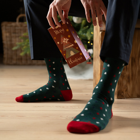 3 Paar von lustigen Socken mit Weihnachtenmotiv in einzigartiger Verpackung | Herrensocken | SOXO