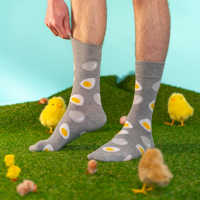 Socken mit Ei und Huhn-Motiv 2er-Pack