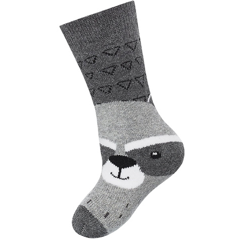 Grau Set 3x Kinder Socken SOXO mit Haustieren warm Frottee