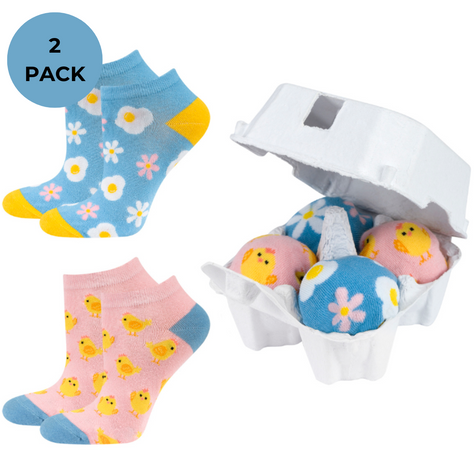 2 Paar von lustigen Socken mit Eggsmotiv in einzigartiger Verpackung | Damensocken | SOXO