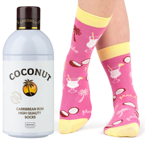 1 Paare von lustigen Socken mit Coconutmotiv in einzigartiger Verpackung | Damensocken | SOXO