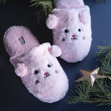 Hausschuhe SOXO eine Maus - pink mit harten Sohlen